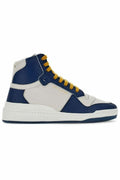 Saint Laurent Blue Calf Leather Mid Top Sneakers by Saint Laurent