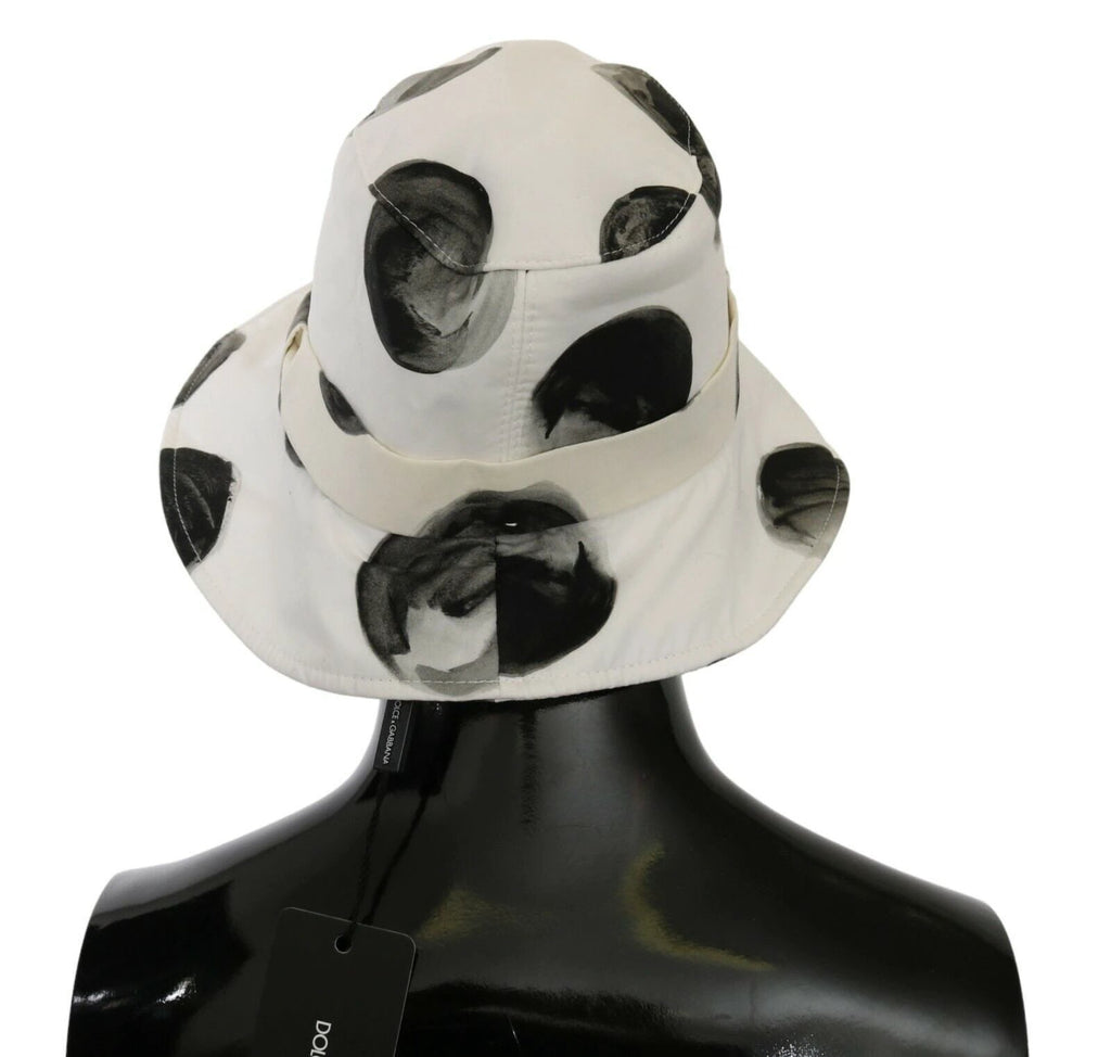 Dolce & Gabbana White Cotton Big Polka Dot Pattern Bucket Hat by Dolce & Gabbana