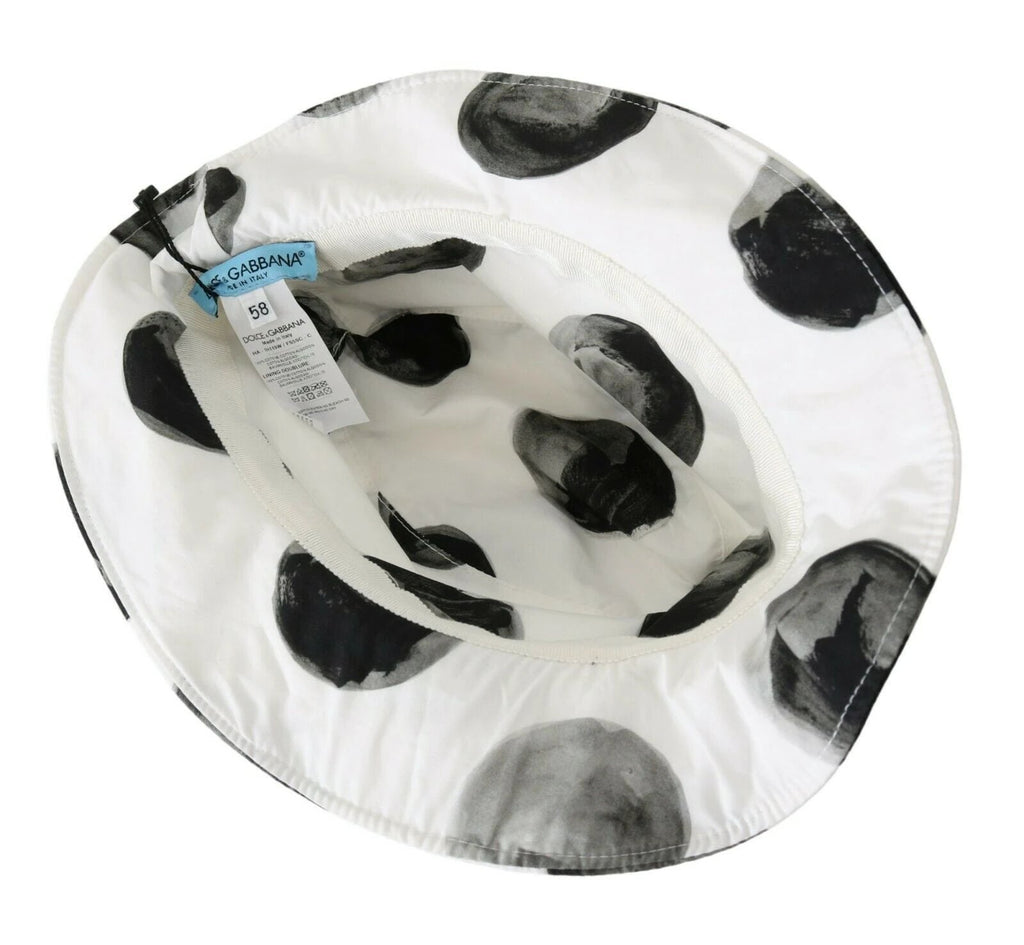 Dolce & Gabbana White Cotton Big Polka Dot Pattern Bucket Hat by Dolce & Gabbana