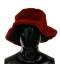 Dolce & Gabbana Red Bordeaux Fur Wide Brim Bucket Hat by Dolce & Gabbana