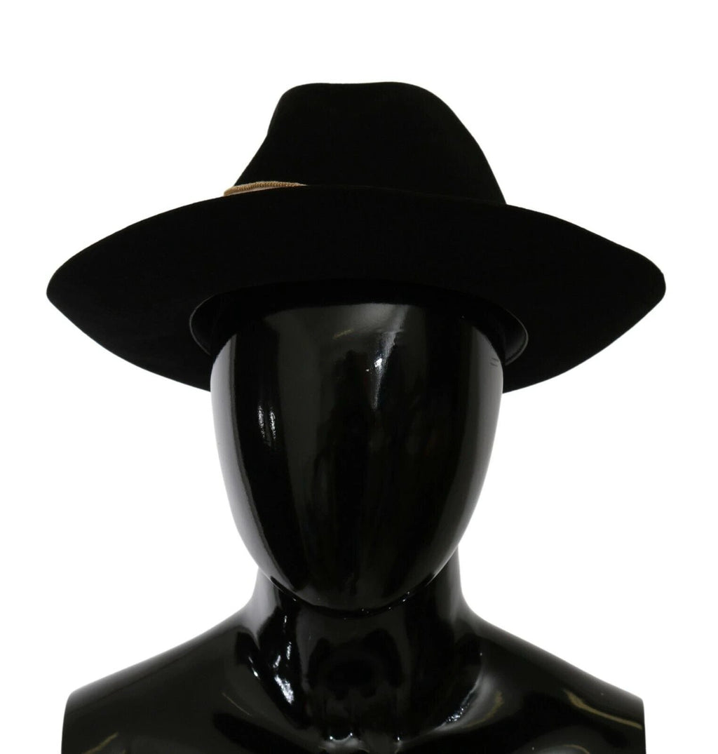 Dolce & Gabbana Black Lapin Amor Gignit Wide Brim Panama Hat by Dolce & Gabbana