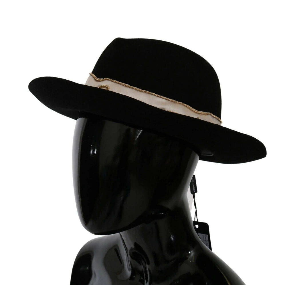 Dolce & Gabbana Black Lapin Amor Gignit Wide Brim Panama Hat by Dolce & Gabbana