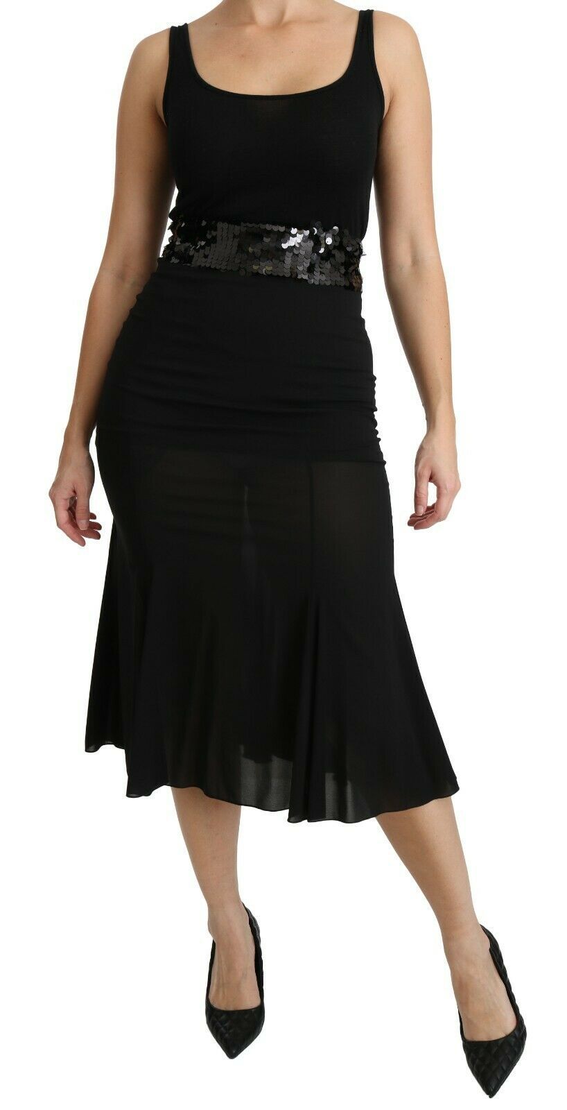 Dolce & Gabbana Black Mermaid High Waist Midi Silk Skirt by Dolce & Gabbana