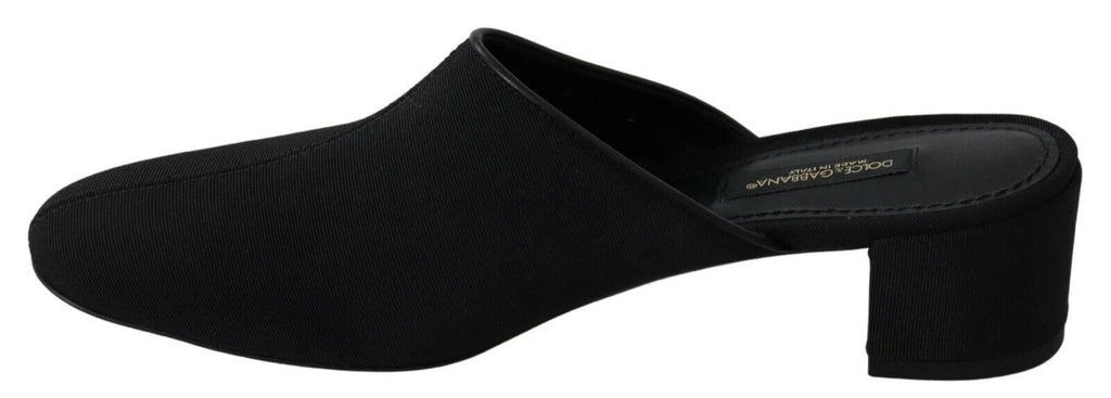 Dolce & Gabbana Black Grosgrain Slides Sandals Women Shoes by Dolce & Gabbana