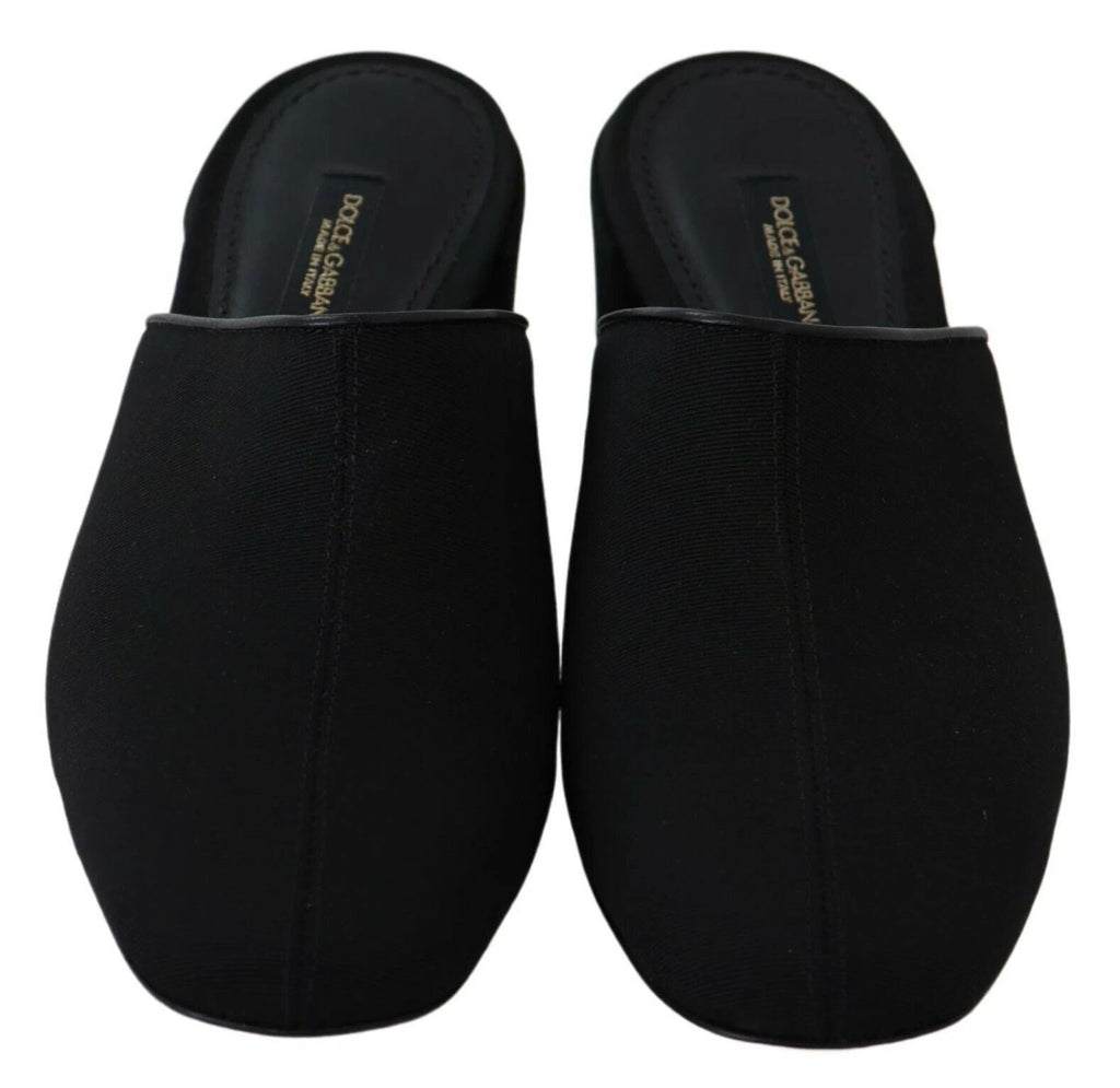 Dolce & Gabbana Black Grosgrain Slides Sandals Women Shoes by Dolce & Gabbana