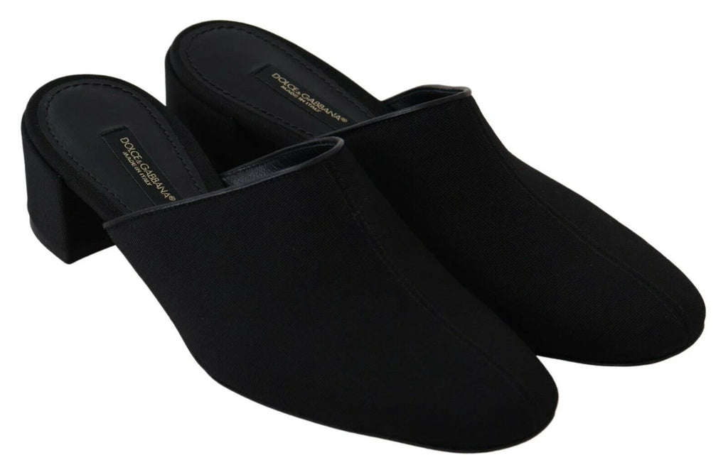 Dolce & Gabbana Black Grosgrain Slides Sandals Women Shoes by Dolce & Gabbana
