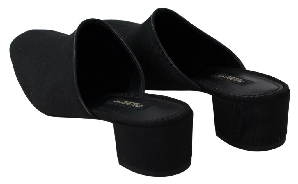Dolce & Gabbana Black Grosgrain Slides Sandals Women Shoes by Dolce & Gabbana