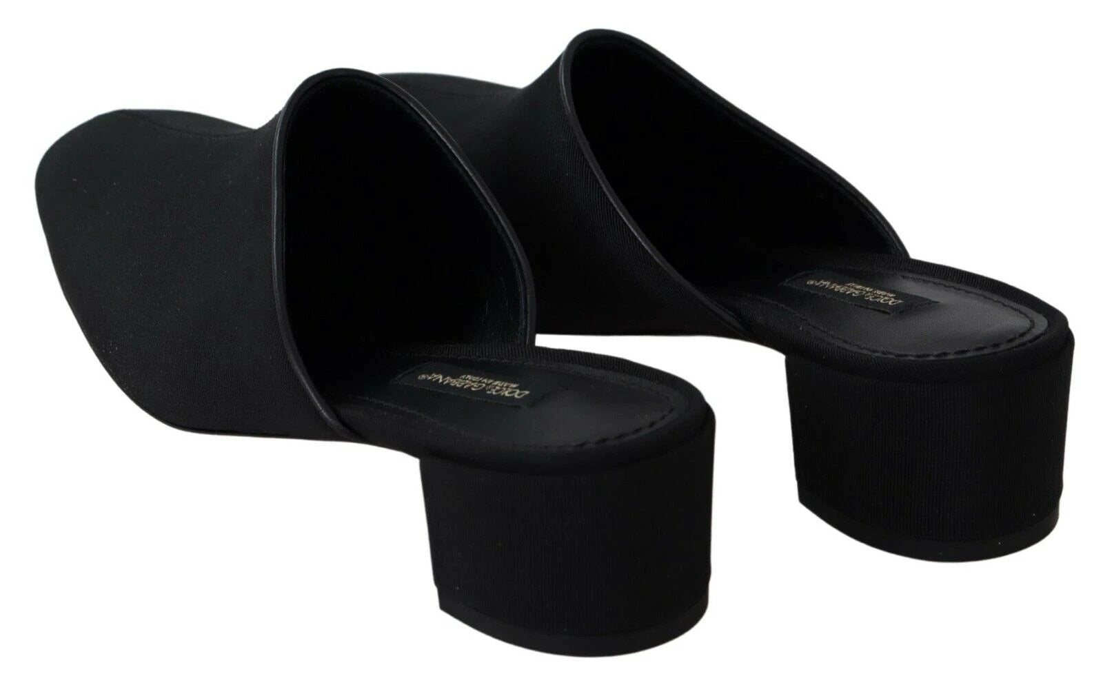 Dolce & Gabbana Black Grosgrain Slides Sandals Women Shoes by Dolce & Gabbana