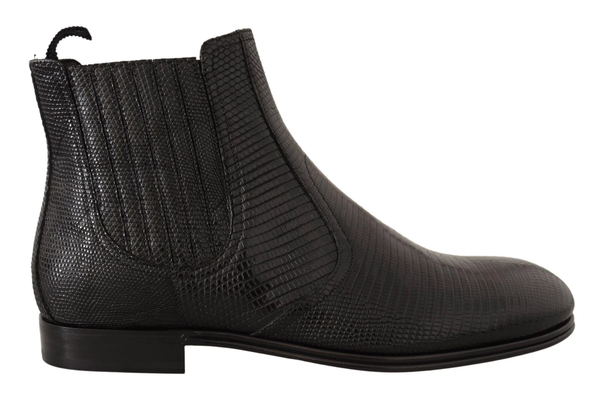 Dolce & Gabbana Black Leather Lizard Skin Ankle Boots by Dolce & Gabbana