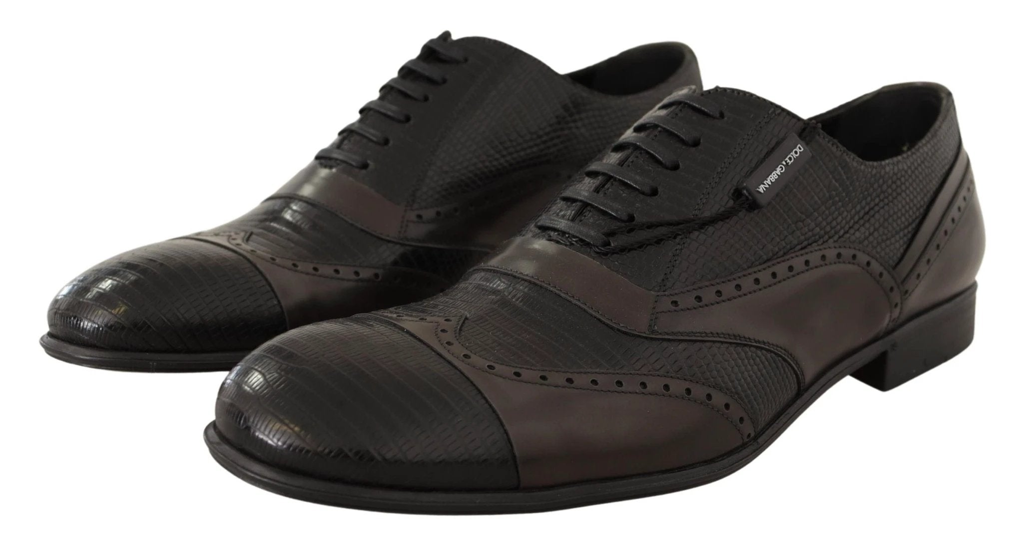 Dolce & Gabbana Brown Lizard Skin Leather Oxford Dress Shoes by Dolce & Gabbana