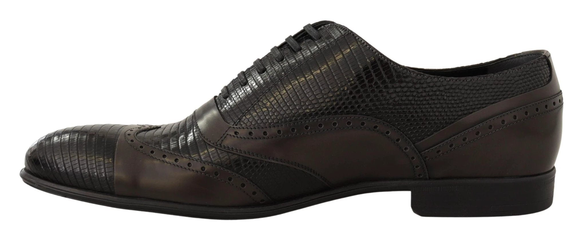 Dolce & Gabbana Brown Lizard Skin Leather Oxford Dress Shoes by Dolce & Gabbana