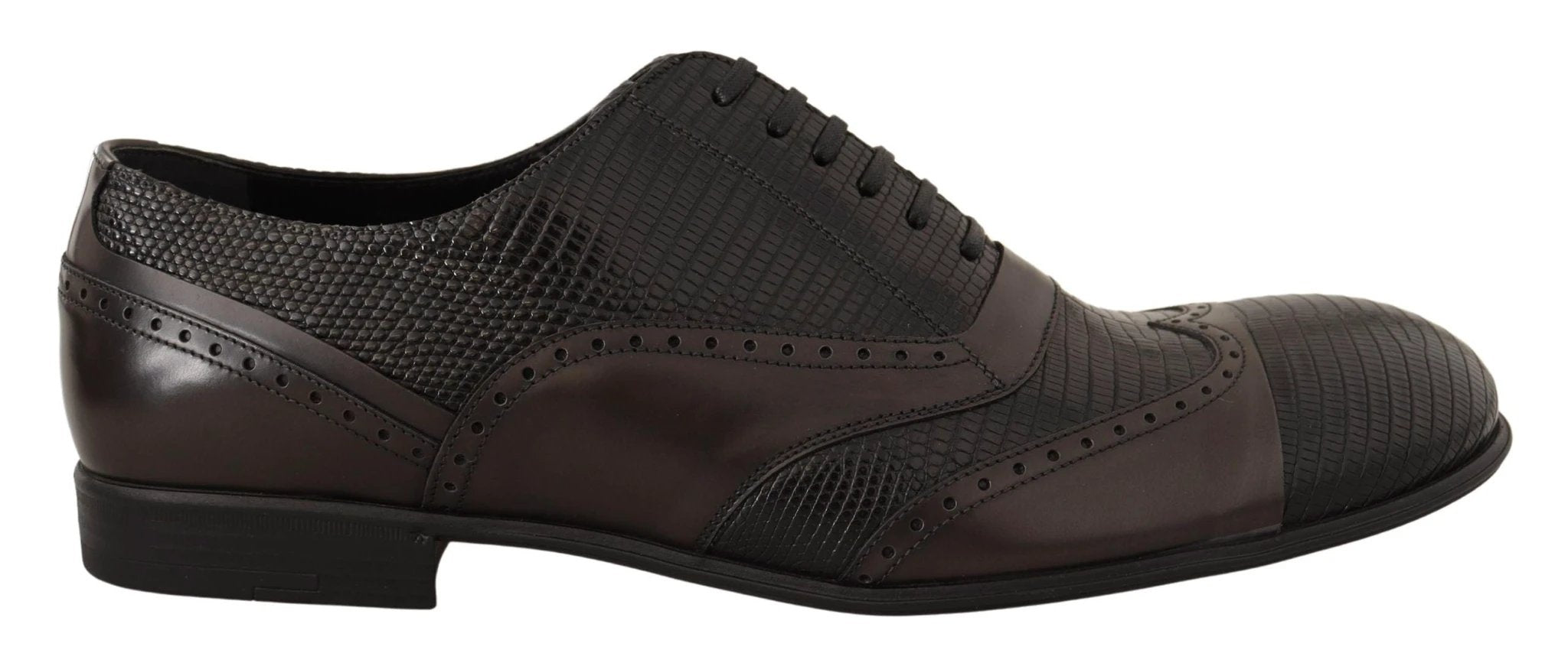 Dolce & Gabbana Brown Lizard Skin Leather Oxford Dress Shoes by Dolce & Gabbana