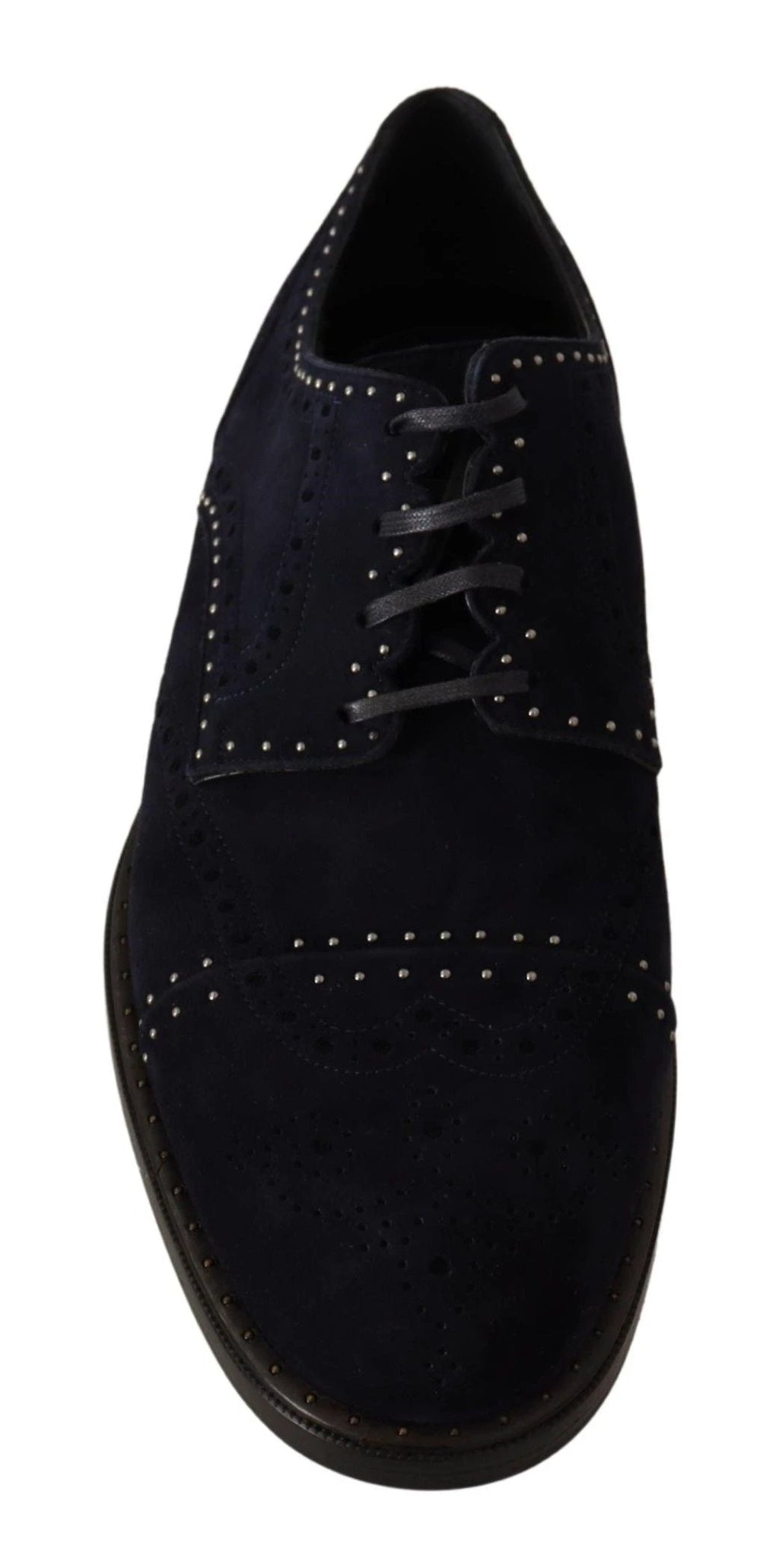 Dolce & Gabbana Blue Suede Leather Derby Studded Shoes by Dolce & Gabbana