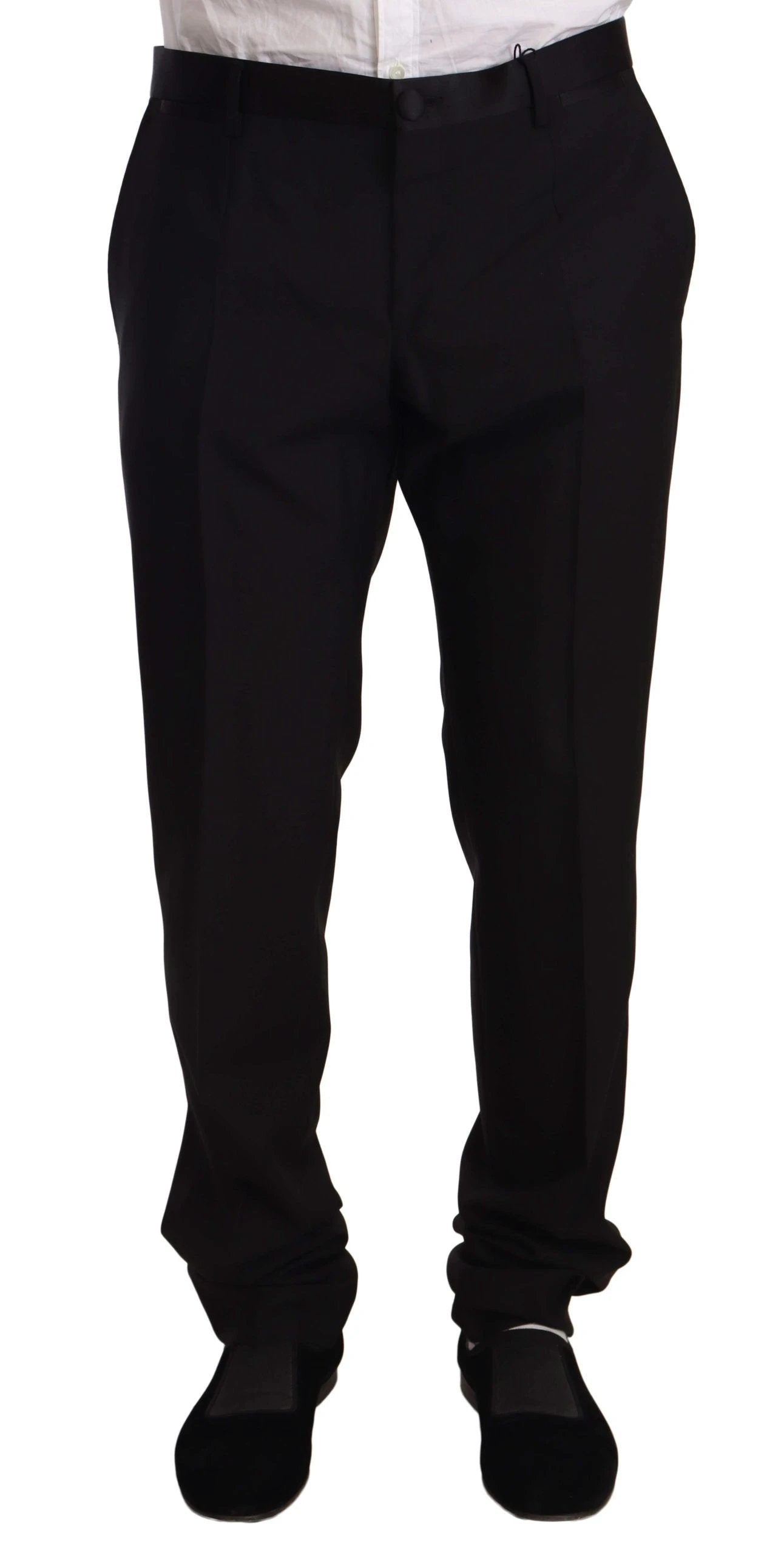 Dolce & Gabbana Black Wool Formal Tuxedo Trouser Pants by Dolce & Gabbana