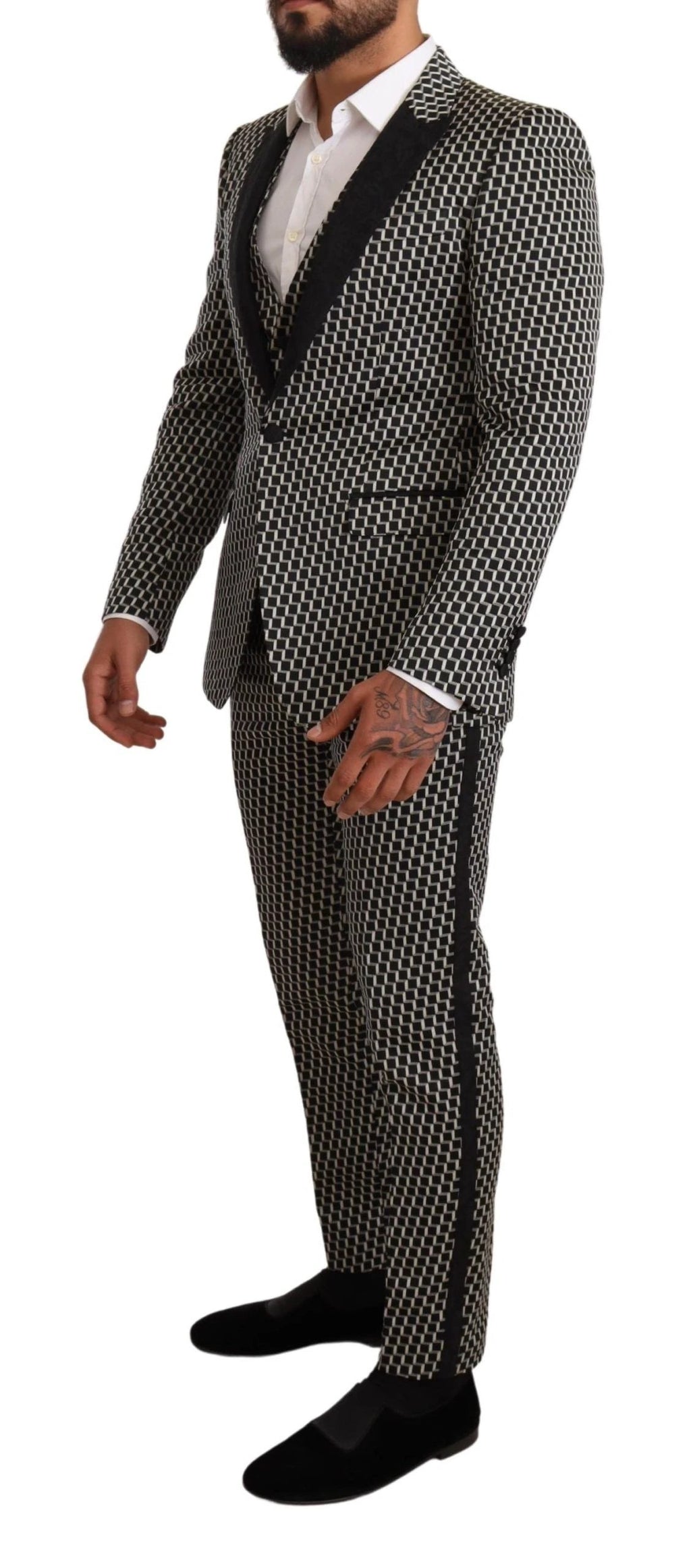 Dolce & Gabbana Black White Check 3 Piece Set MARTINI Suit by Dolce & Gabbana