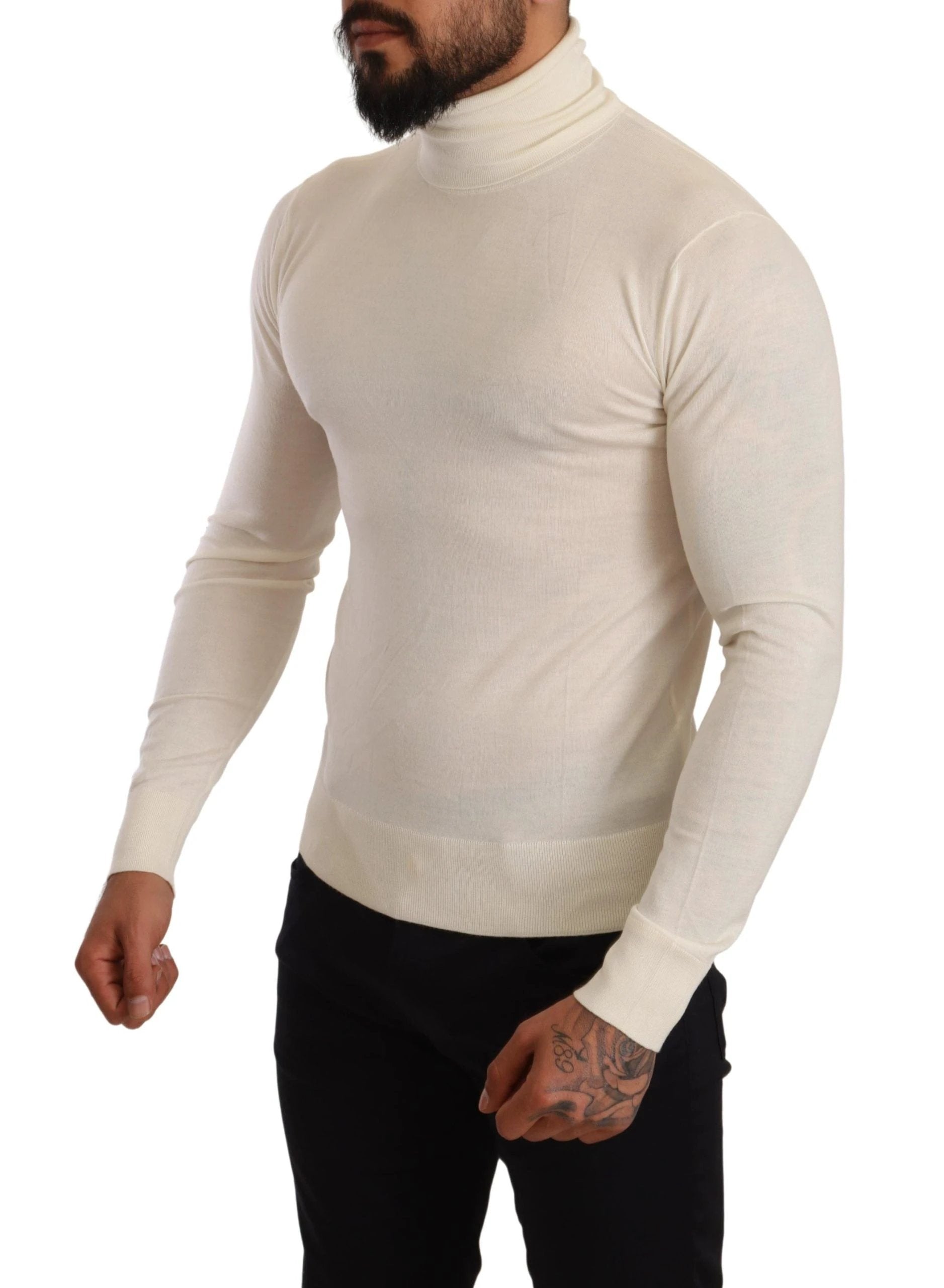 Dolce & Gabbana Cream Cashmere Turtleneck Pullover Sweater by Dolce & Gabbana
