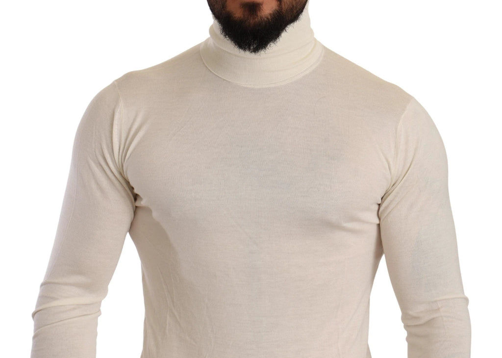 Dolce & Gabbana Cream Cashmere Turtleneck Pullover Sweater by Dolce & Gabbana