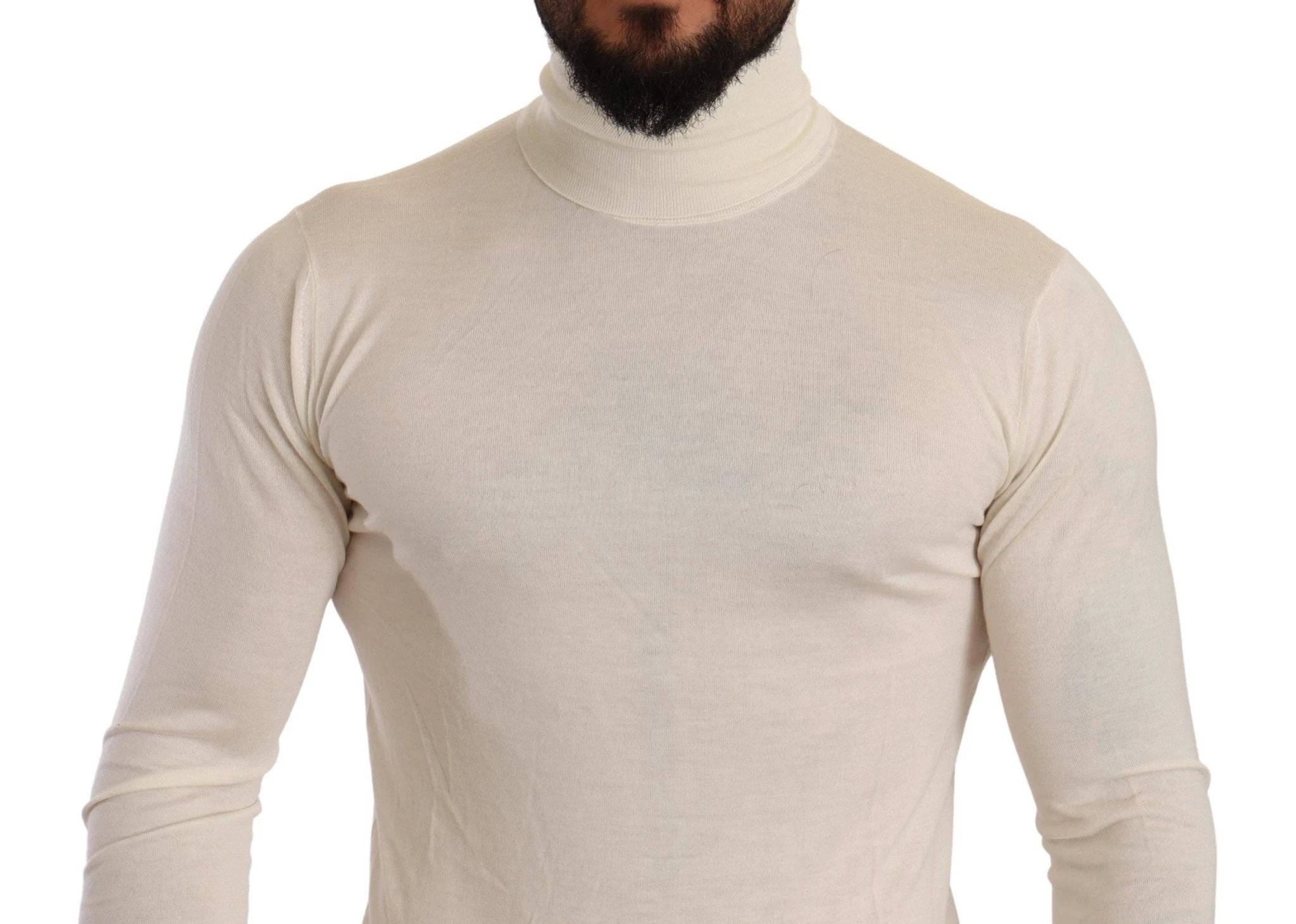 Dolce & Gabbana Cream Cashmere Turtleneck Pullover Sweater by Dolce & Gabbana