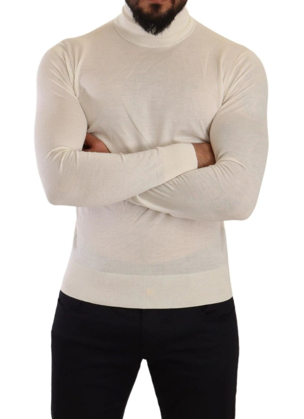 Dolce & Gabbana Cream Cashmere Turtleneck Pullover Sweater by Dolce & Gabbana