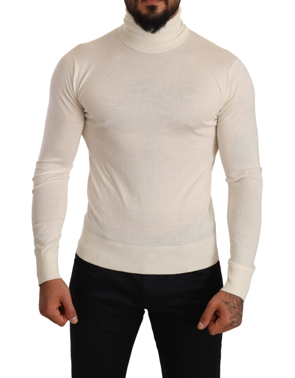 Dolce & Gabbana Cream Cashmere Turtleneck Pullover Sweater by Dolce & Gabbana
