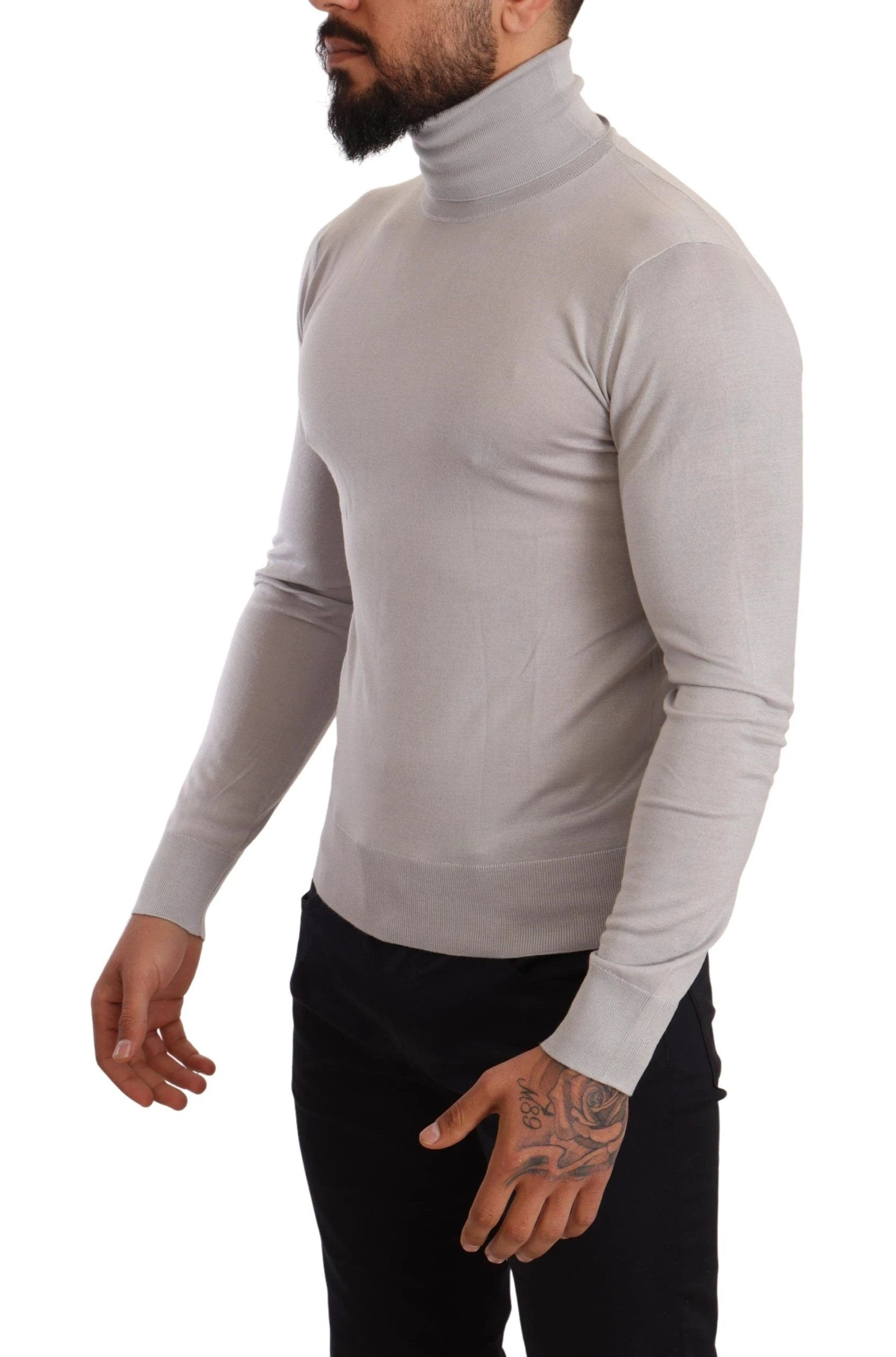 Dolce & Gabbana Gray Cashmere Turtleneck Pullover Sweater by Dolce & Gabbana