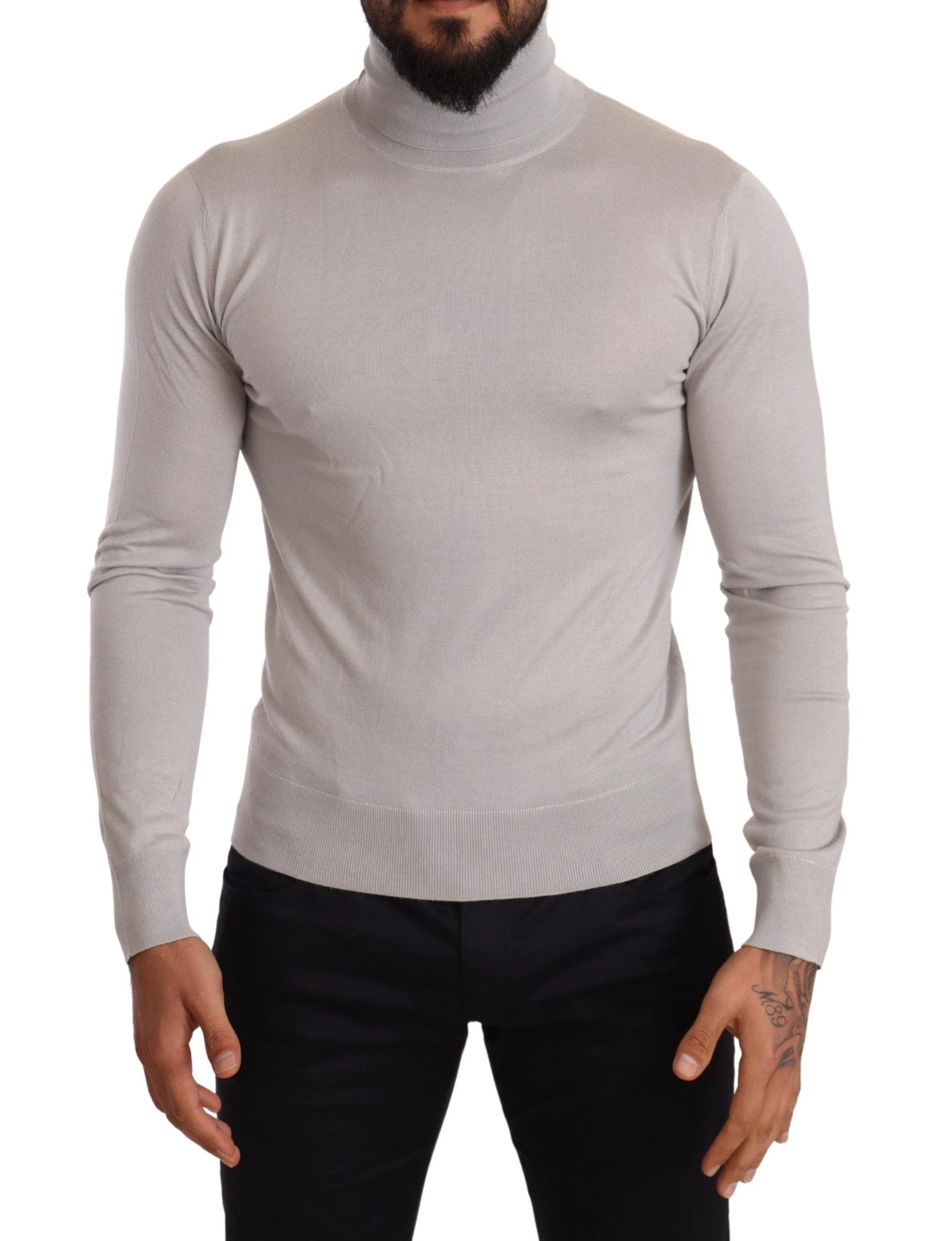 Dolce & Gabbana Gray Cashmere Turtleneck Pullover Sweater by Dolce & Gabbana
