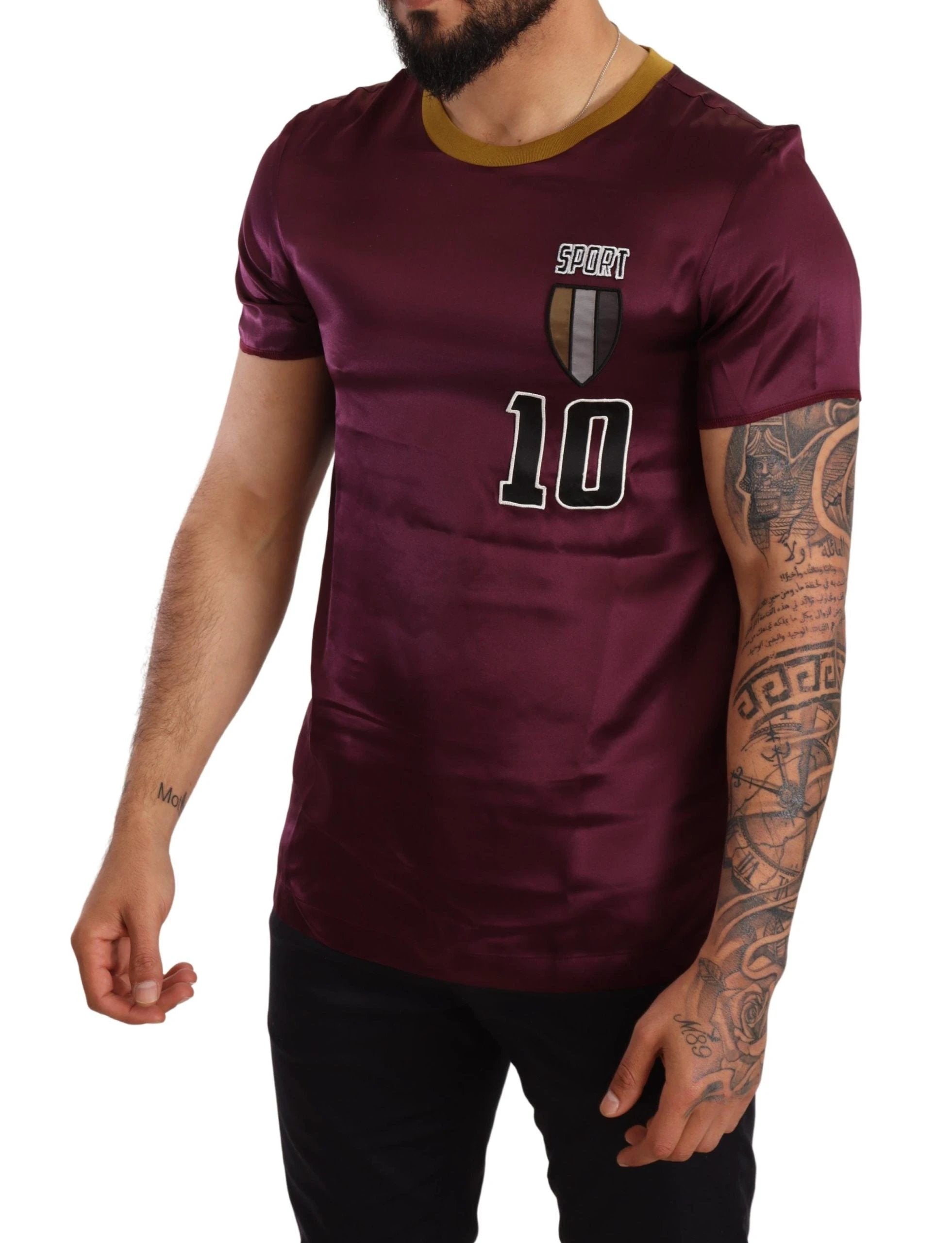 Dolce & Gabbana Purple Sport 10 Embroidery Crewneck T-shirt by Dolce & Gabbana