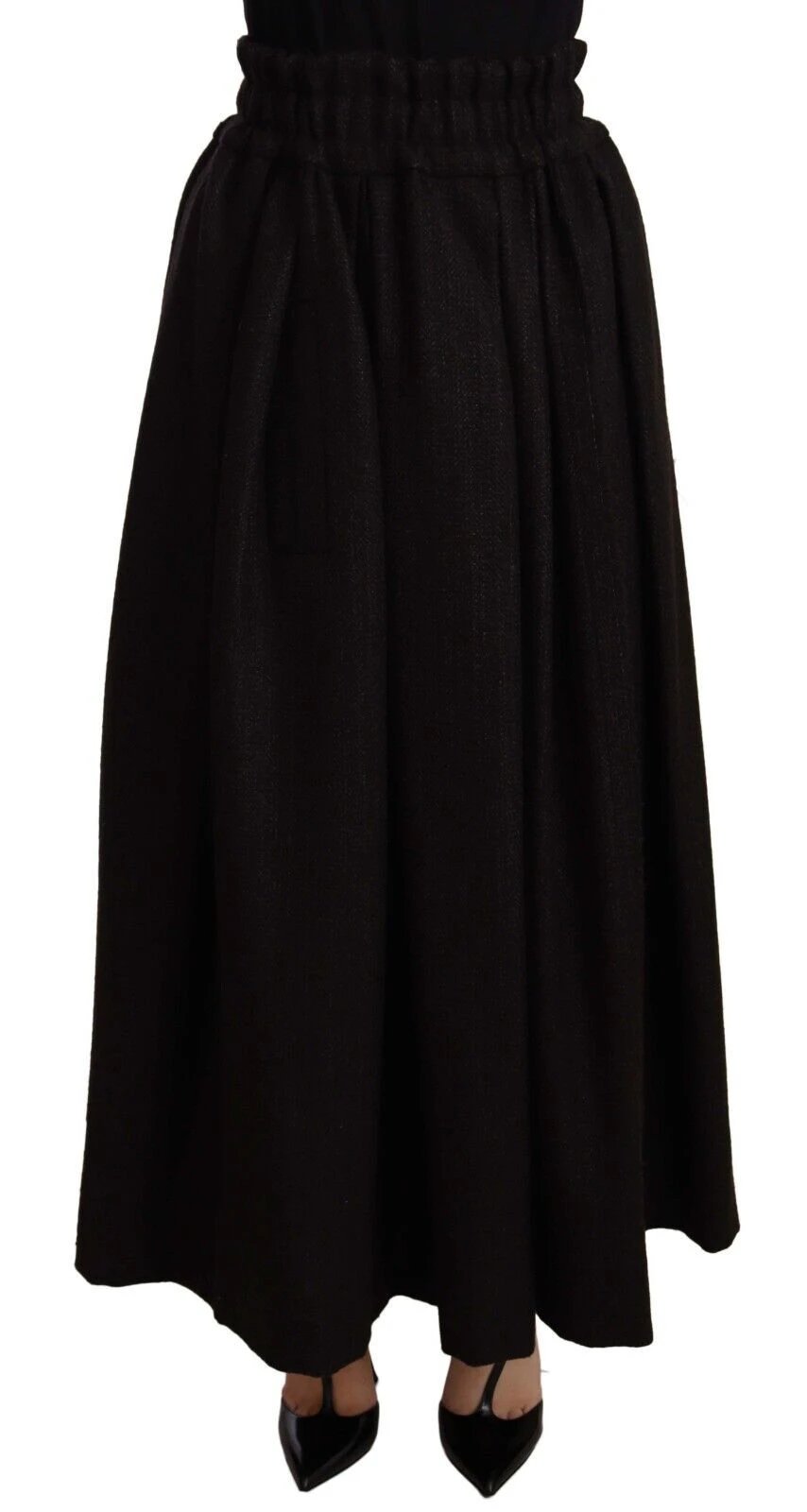 Dolce & Gabbana Black Wool High Waist Maxi PIECE Skirt by Dolce & Gabbana