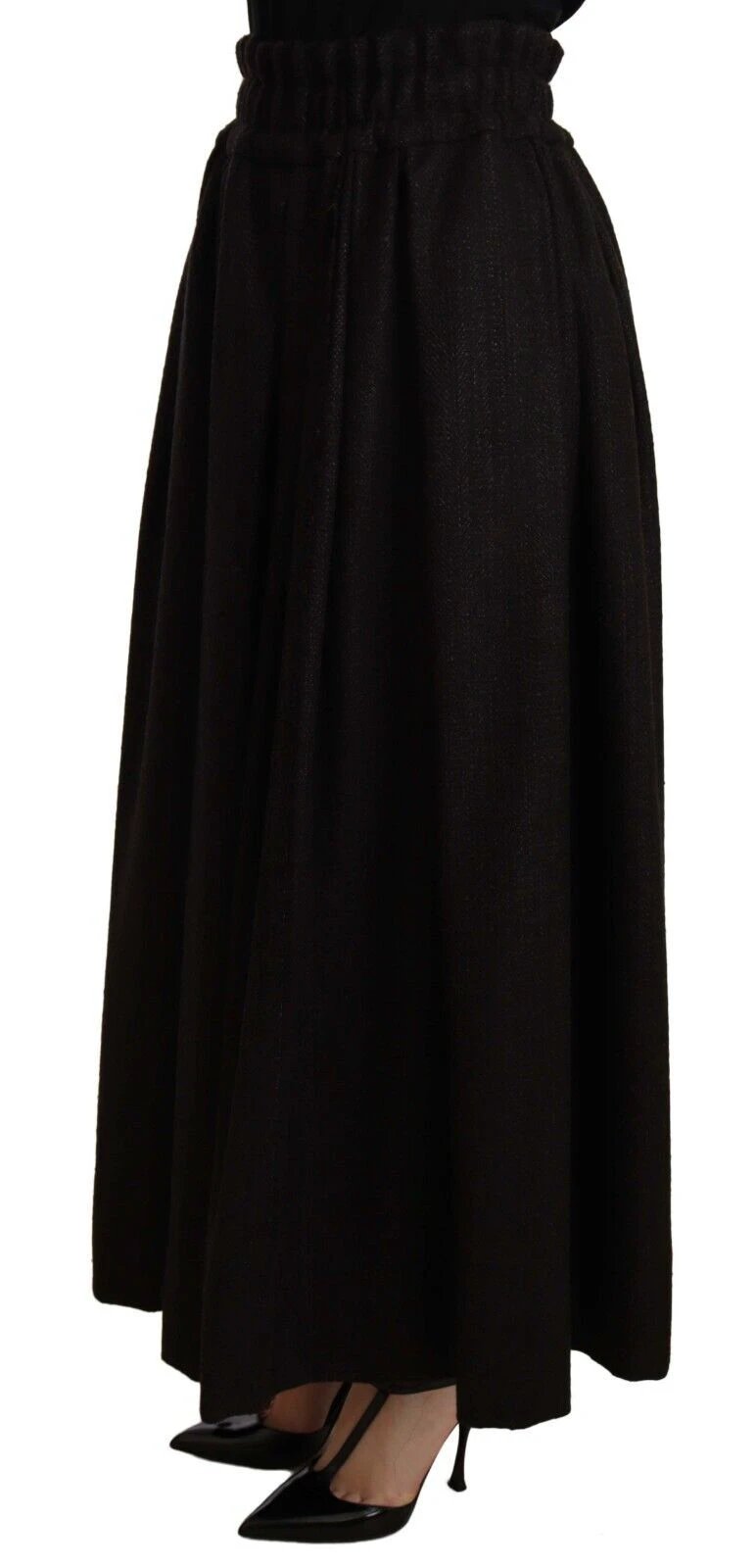 Dolce & Gabbana Black Wool High Waist Maxi PIECE Skirt by Dolce & Gabbana