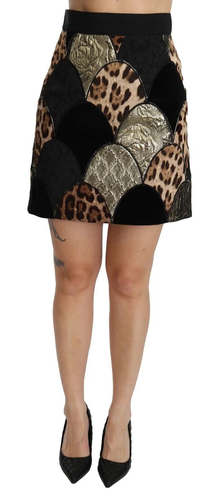Dolce & Gabbana Multicolor Leopard Print High Waist Mini Skirt by Dolce & Gabbana