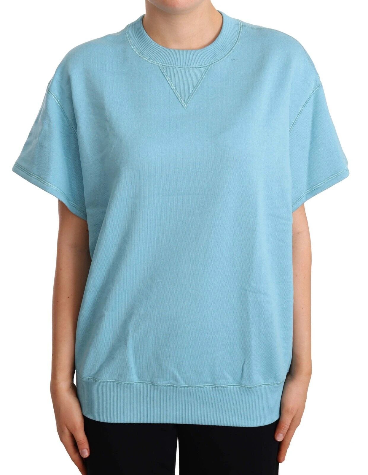 Dolce & Gabbana Blue Cotton Short Sleeves Crew Neck Top by Dolce & Gabbana