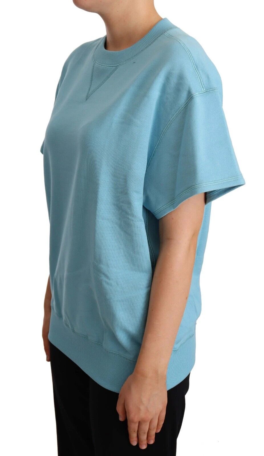 Dolce & Gabbana Blue Cotton Short Sleeves Crew Neck Top by Dolce & Gabbana