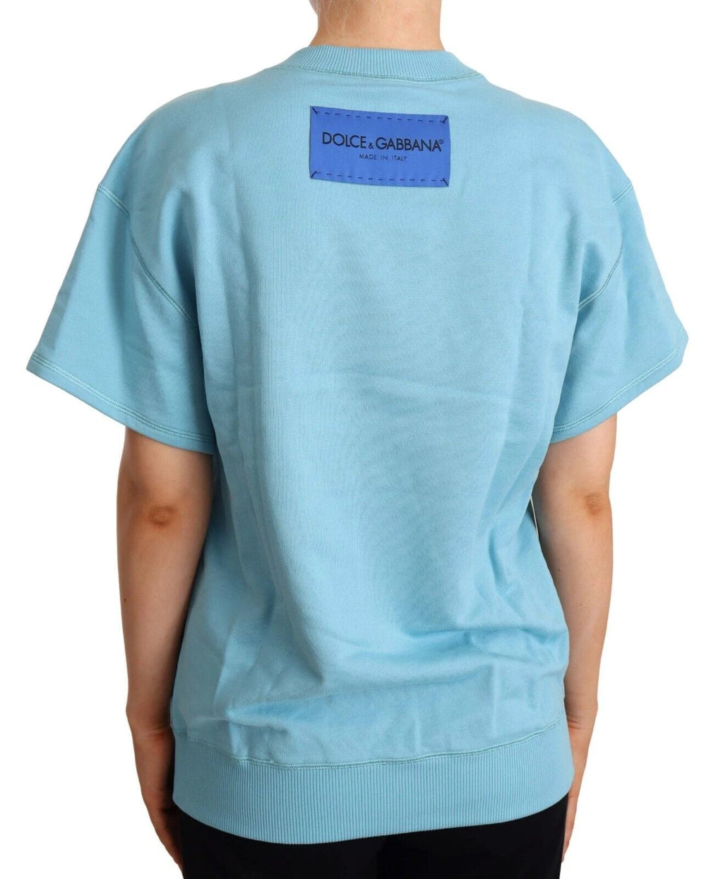 Dolce & Gabbana Blue Cotton Short Sleeves Crew Neck Top by Dolce & Gabbana