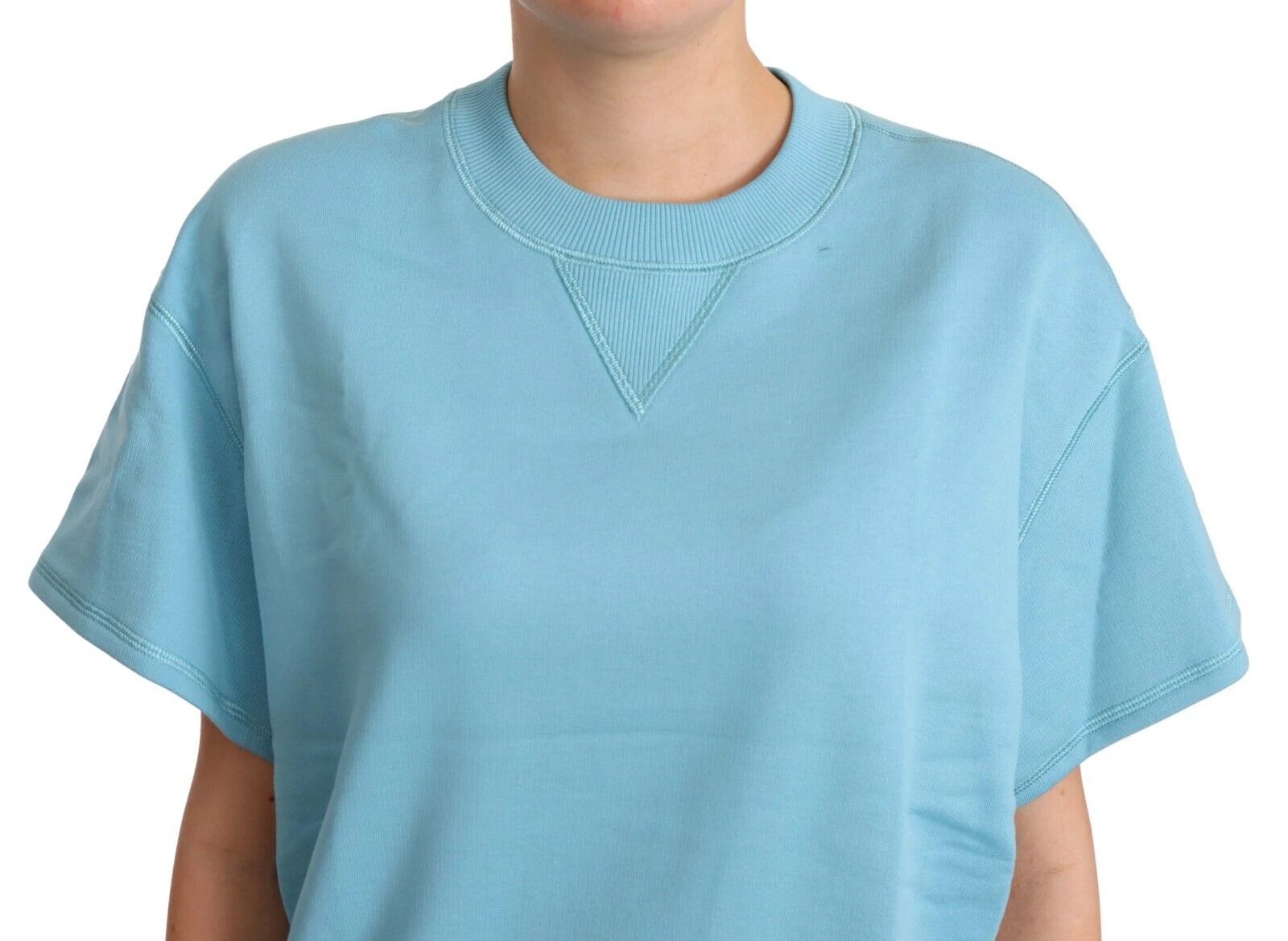 Dolce & Gabbana Blue Cotton Short Sleeves Crew Neck Top by Dolce & Gabbana