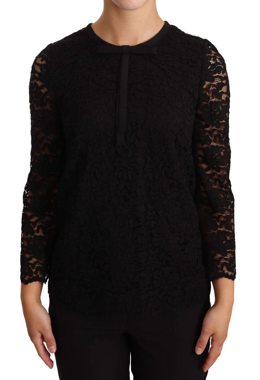 Dolce & Gabbana Black Floral Lace Nylon Blouse Top by Dolce & Gabbana