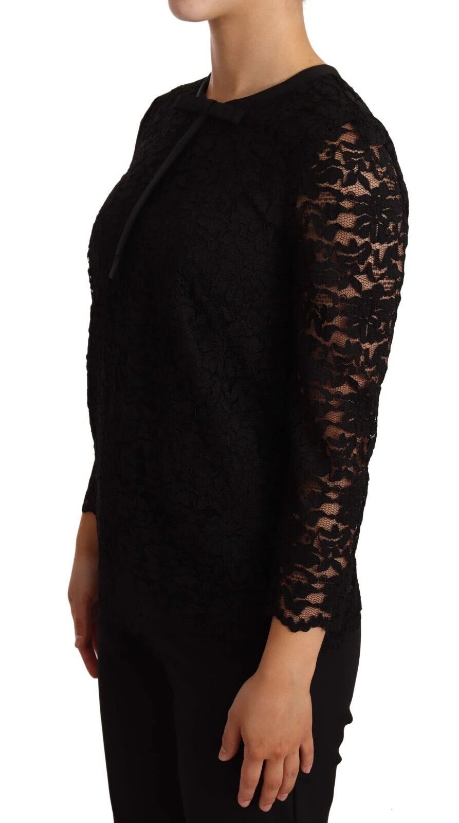 Dolce & Gabbana Black Floral Lace Nylon Blouse Top by Dolce & Gabbana