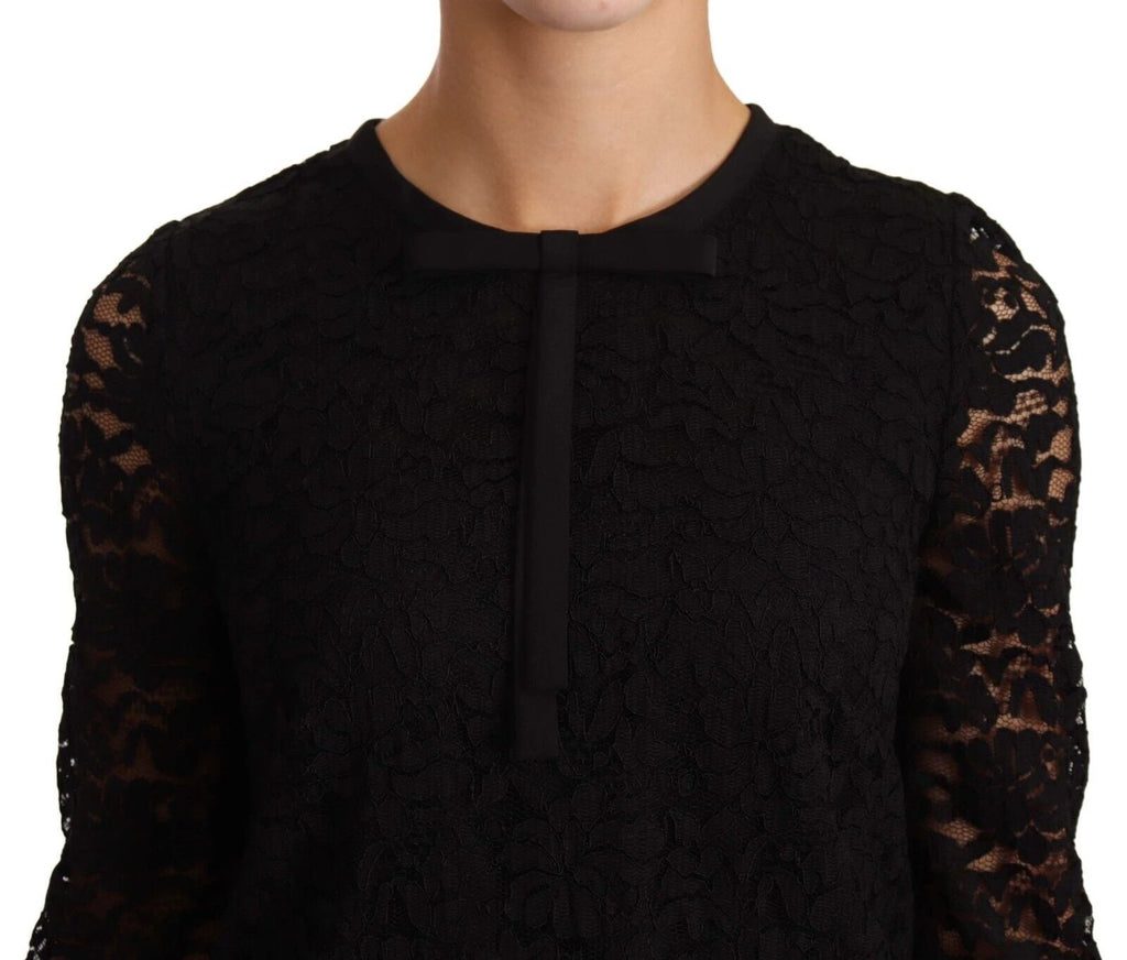 Dolce & Gabbana Black Floral Lace Nylon Blouse Top by Dolce & Gabbana