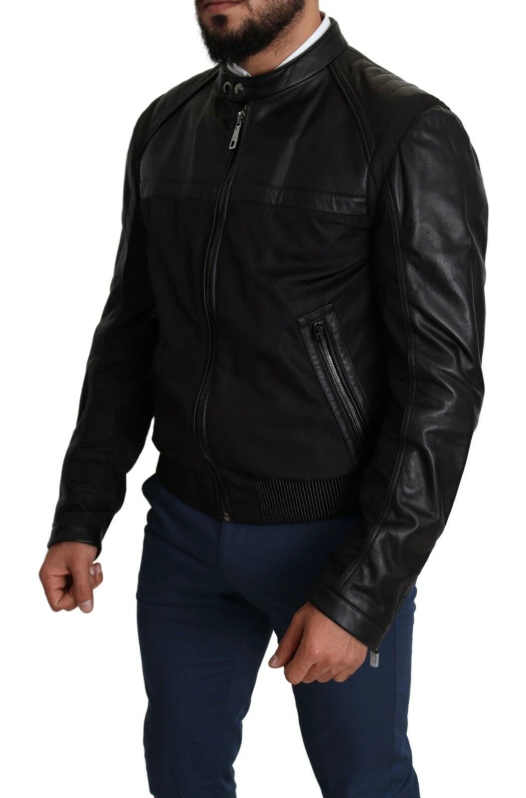 Dolce & Gabbana Black Nylon Full Zip Men Bomber Coat Jacket by Dolce & Gabbana