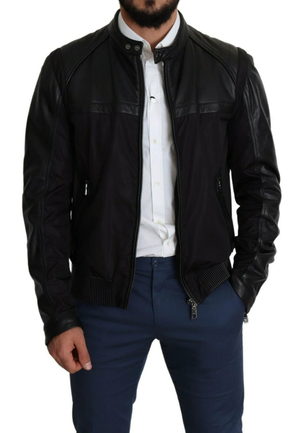 Dolce & Gabbana Black Nylon Full Zip Men Bomber Coat Jacket by Dolce & Gabbana