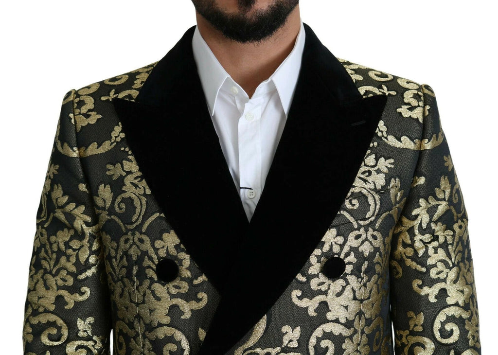 Dolce & Gabbana Black Gold Jacquard Long Coat SICILIA Jacket by Dolce & Gabbana