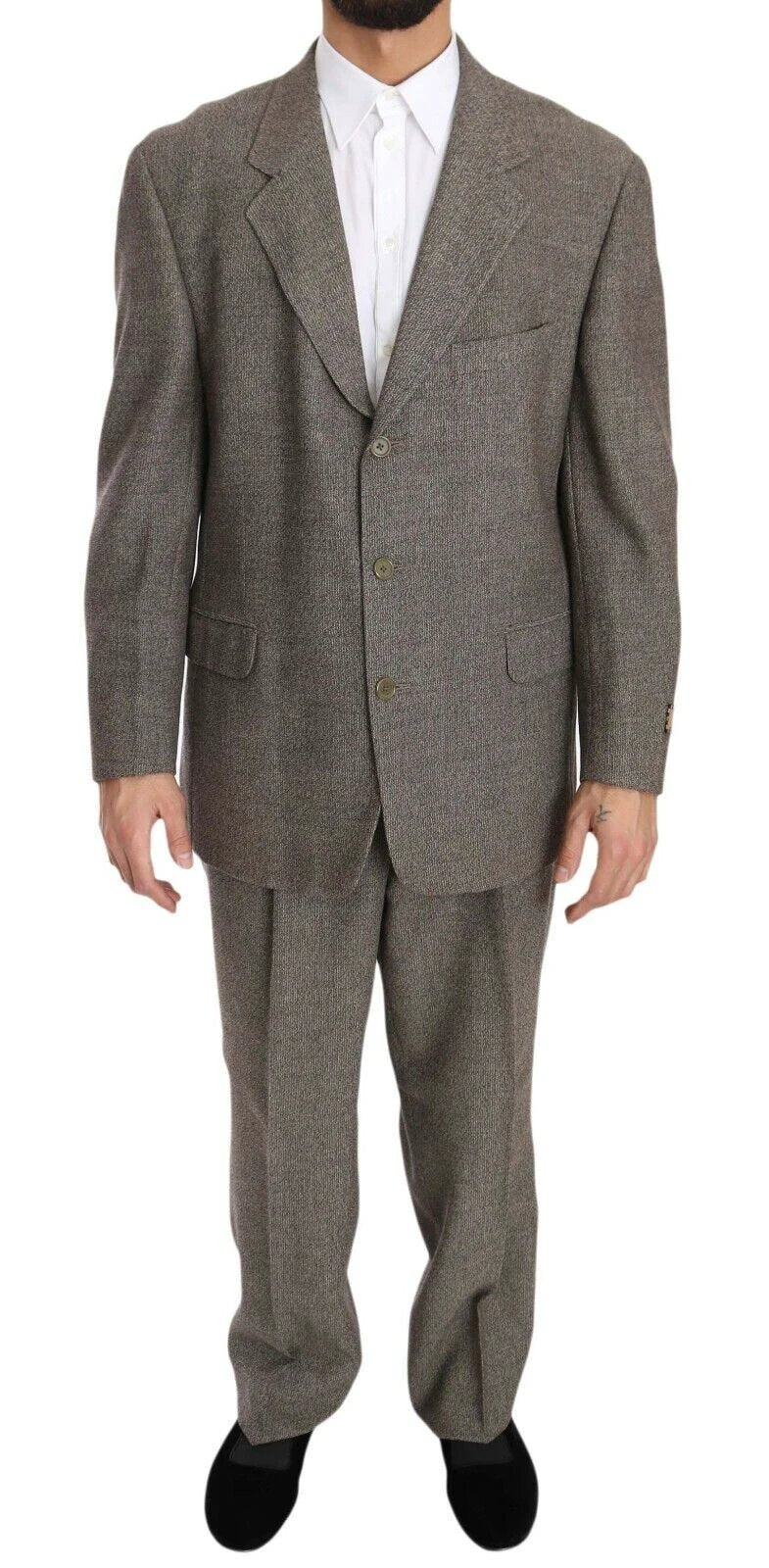 Fendi Brown Wool Regular Single Breasted Suit by Fendi