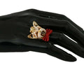 Dolce & Gabbana Beige Dog Pet Branded Accessory Gold Brass Resin Ring by Dolce & Gabbana