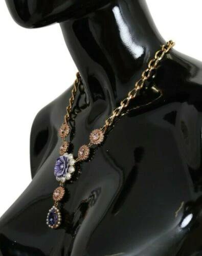Dolce & Gabbana Pink Gold Brass Crystal Purple Pearl Pendants by Dolce & Gabbana