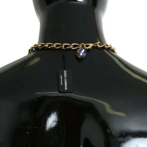 Dolce & Gabbana Pink Gold Brass Crystal Purple Pearl Pendants by Dolce & Gabbana