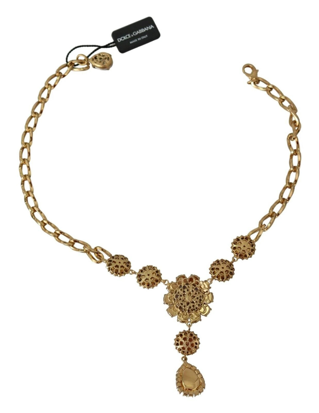 Dolce & Gabbana Pink Gold Brass Crystal Purple Pearl Pendants by Dolce & Gabbana