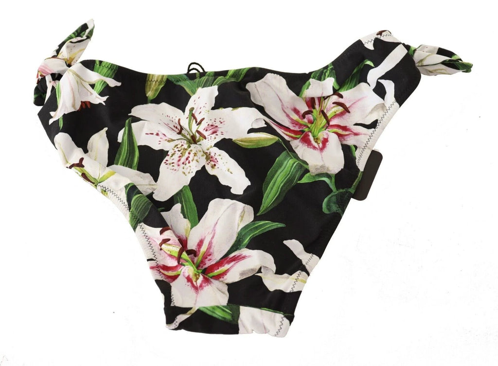Dolce & Gabbana Bikini Bottom Black Lily Print Swimsuit Swimwear by Dolce & Gabbana