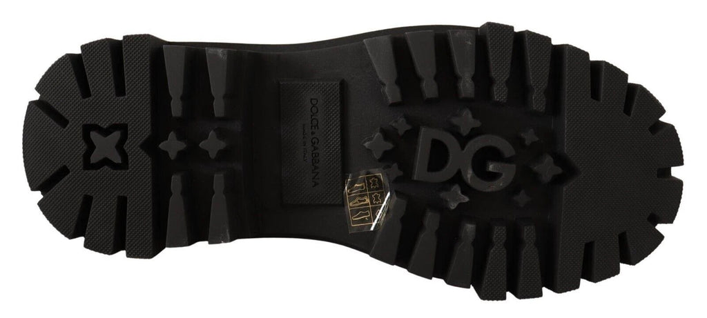 Dolce & Gabbana Black Leather Studded Combat Boots by Dolce & Gabbana