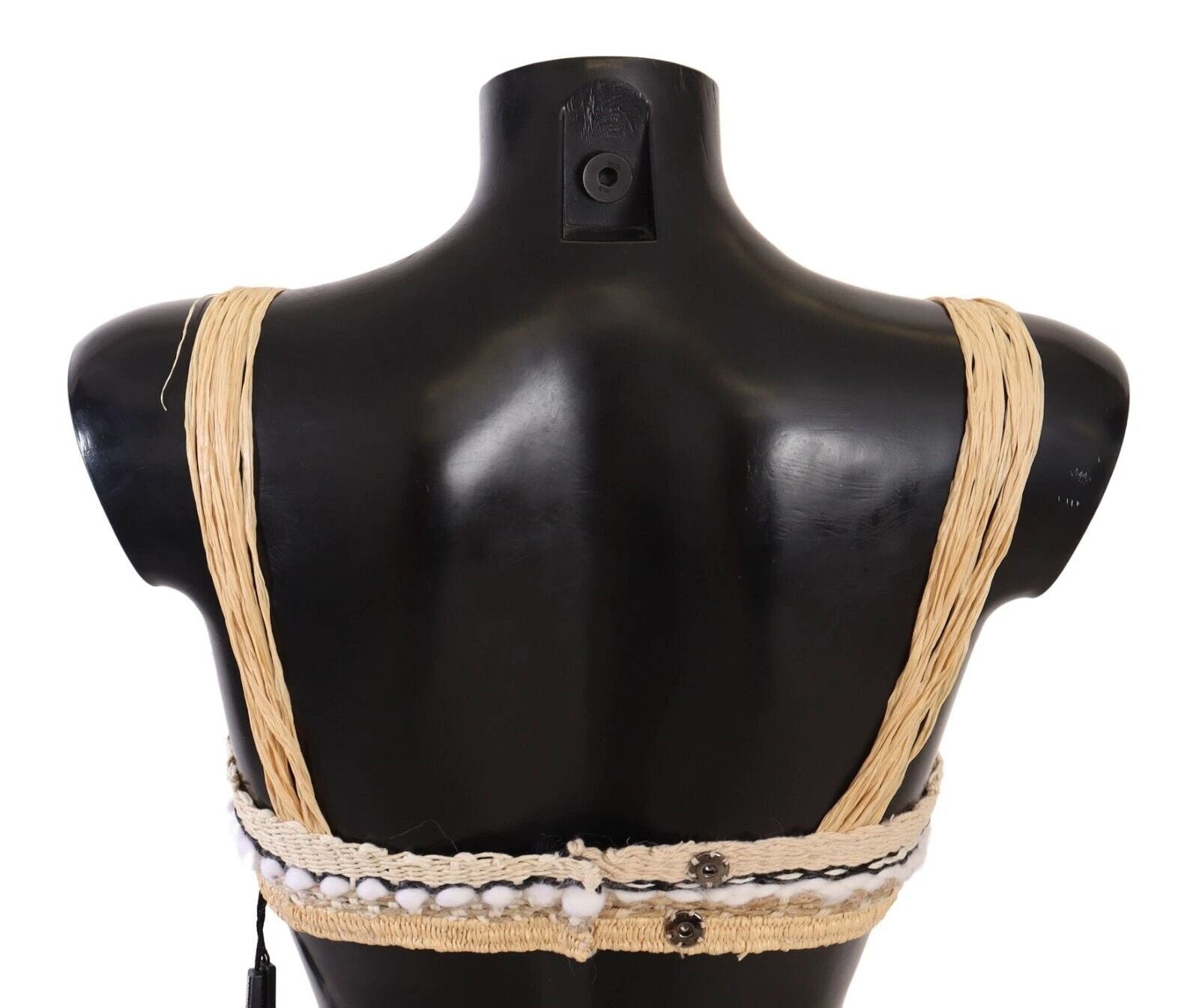 Dolce & Gabbana Beige Straw Raffia Woven Crochet Cover Up Top by Dolce & Gabbana