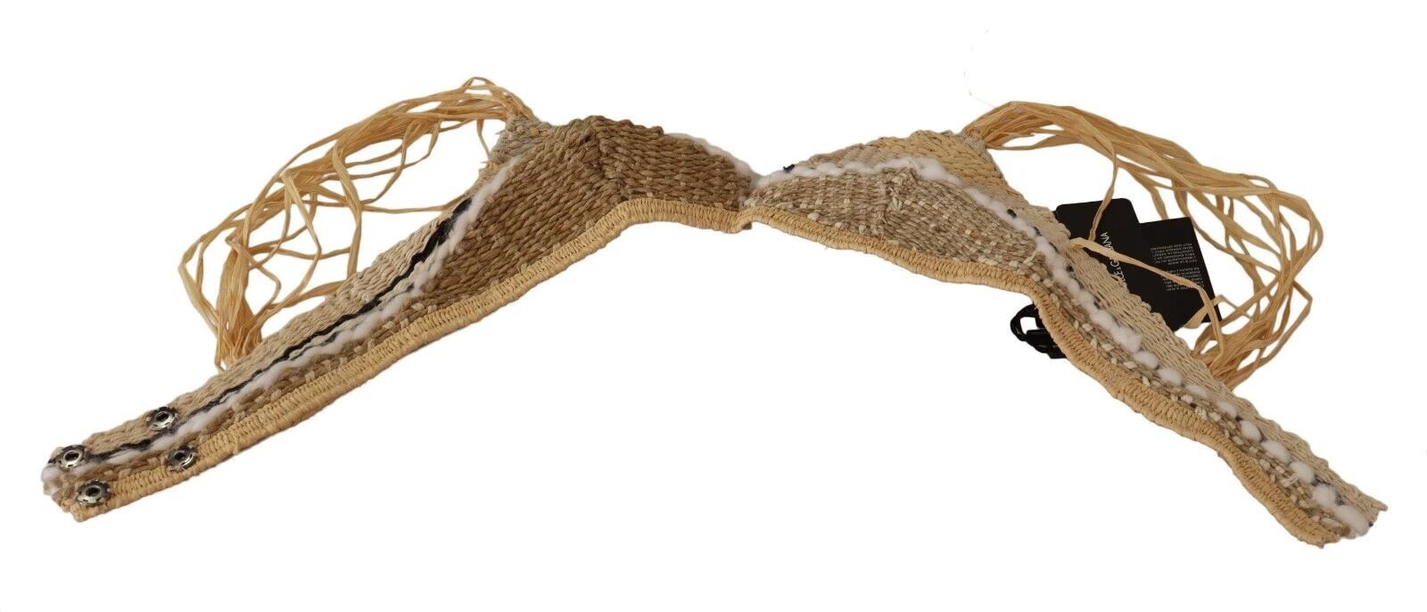 Dolce & Gabbana Beige Straw Raffia Woven Crochet Cover Up Top by Dolce & Gabbana
