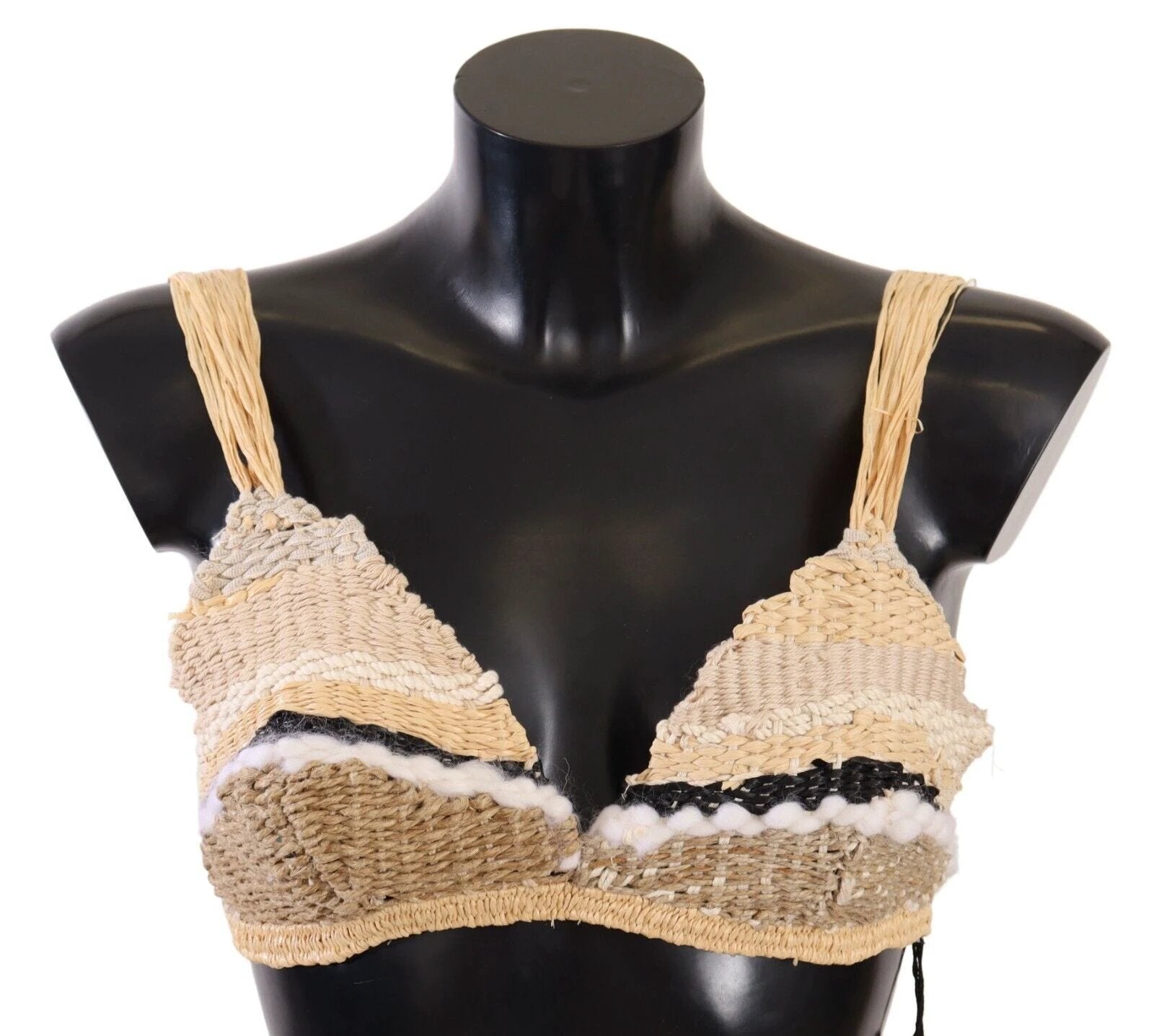 Dolce & Gabbana Beige Straw Raffia Woven Crochet Cover Up Top by Dolce & Gabbana
